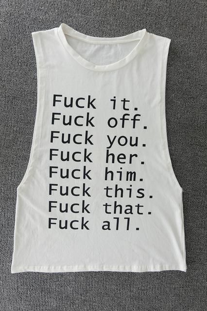 Europe and the United States tide letter sleeveless round neck vest female
