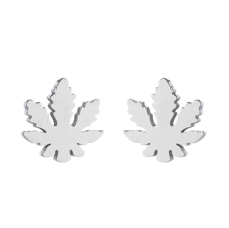 Unisex Petite Stainless Steel Canna-leaf Earrings in Various Colors