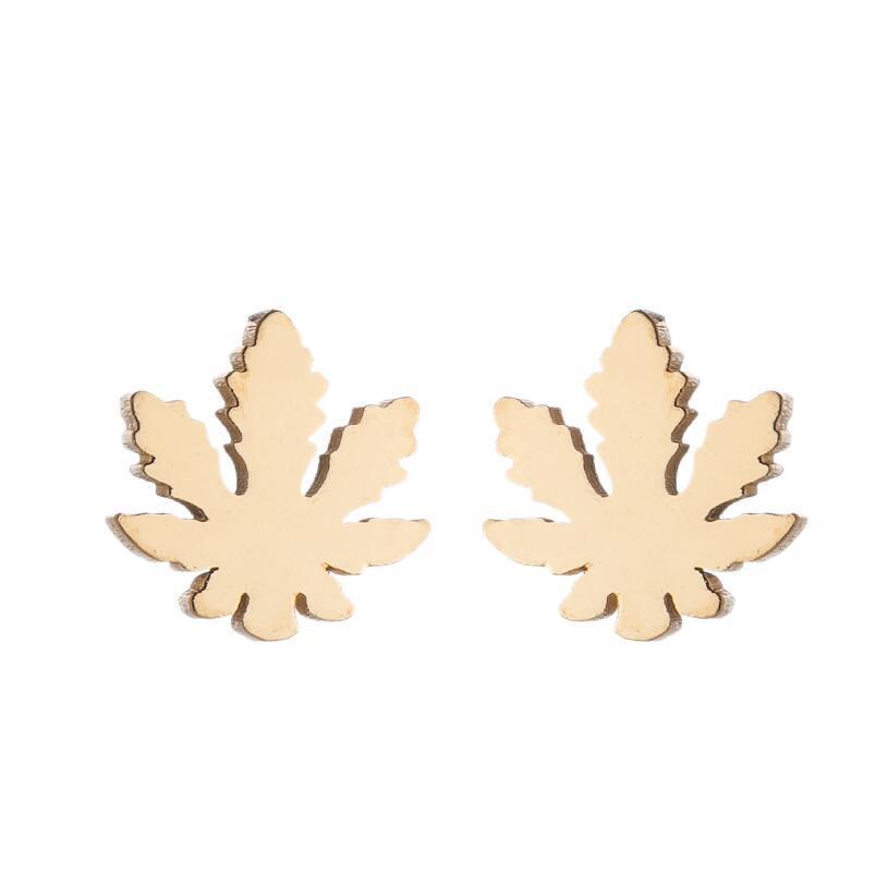 Unisex Petite Stainless Steel Canna-leaf Earrings in Various Colors