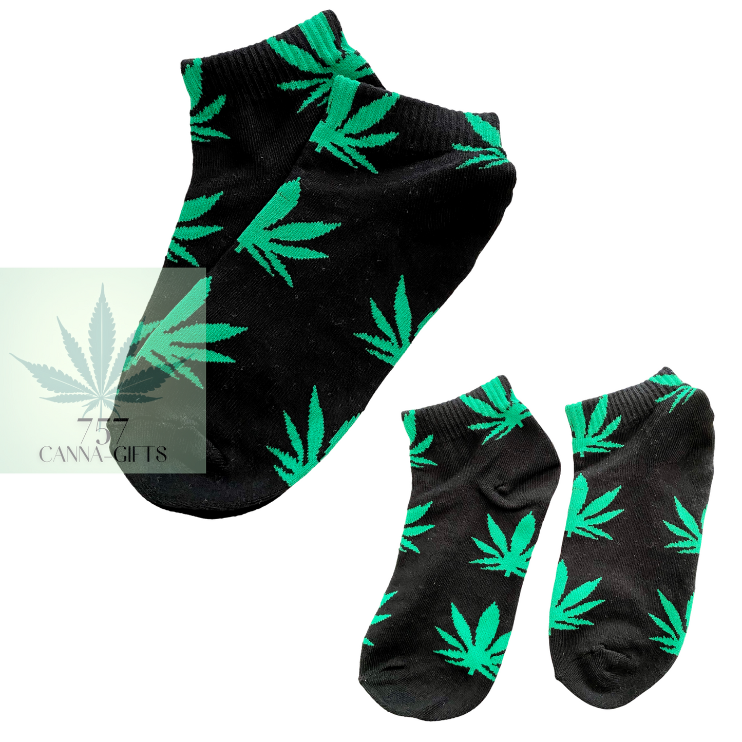 757 Cannagifts Pot Leaf Socks- Crew length, super soft, and fun