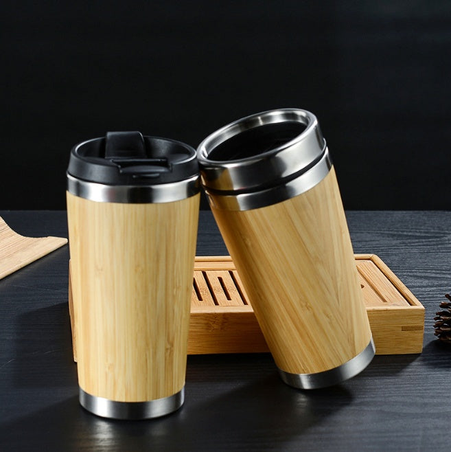 Bamboo and Stainless Steel Travel Coffee Cup