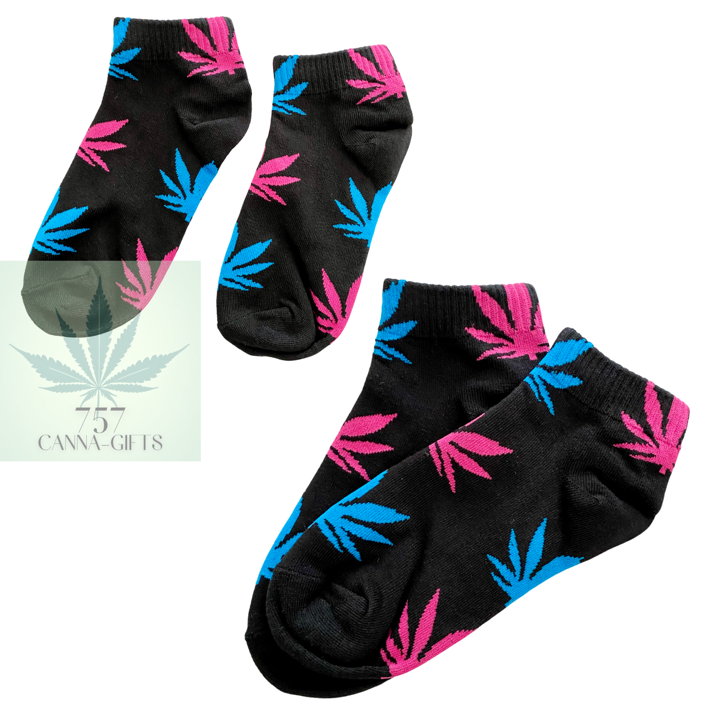 757 Cannagifts Pot Leaf Socks- Crew length, super soft, and fun