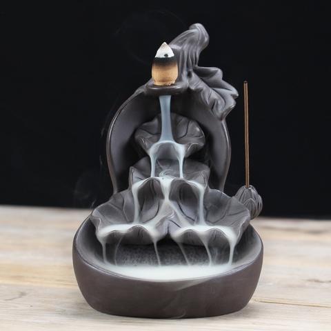 Ceramic Waterfall Backflow Incense Burner + 10 Cones