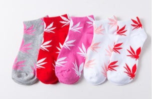 5-Pack Cotton Canna-Leaf Sports Low-Cut Socks