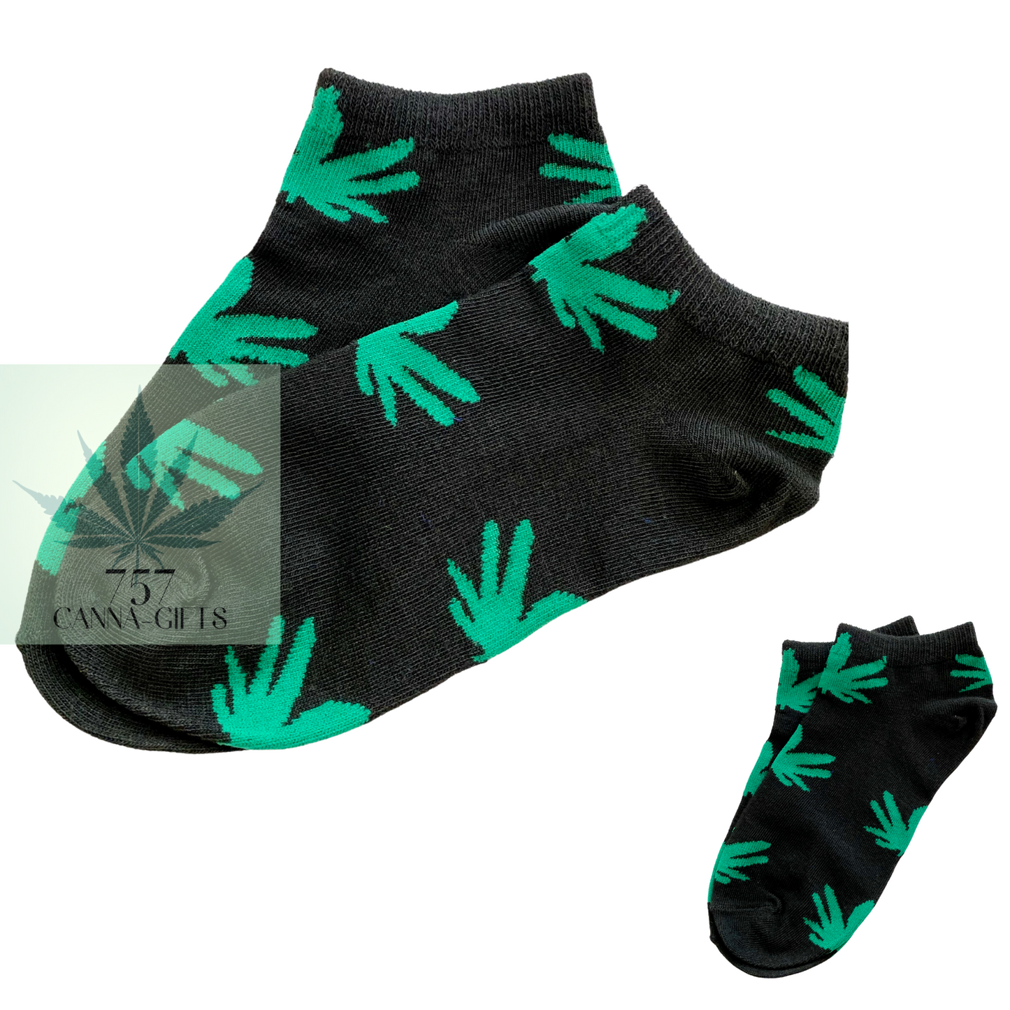 757 Cannagifts Pot Leaf Socks- Crew length, super soft, and fun