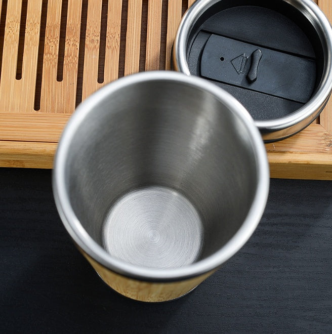 Bamboo and Stainless Steel Travel Coffee Cup