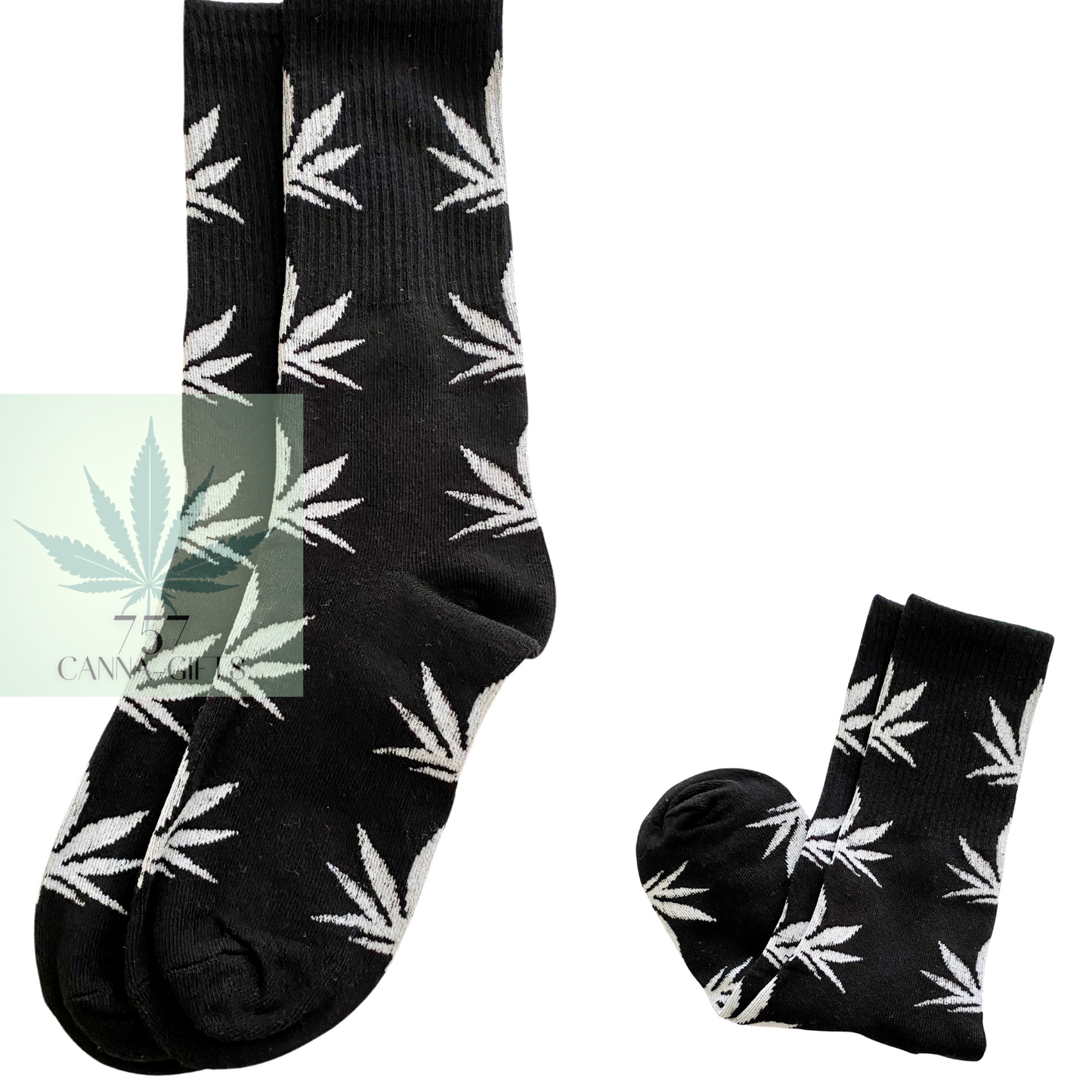 757 Cannagifts Pot Leaf Socks- Crew length, super soft, and fun