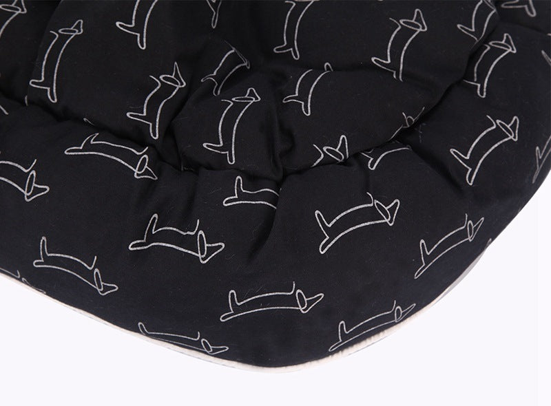 Picasso Dachshund Doodle Print Round Dog Bed