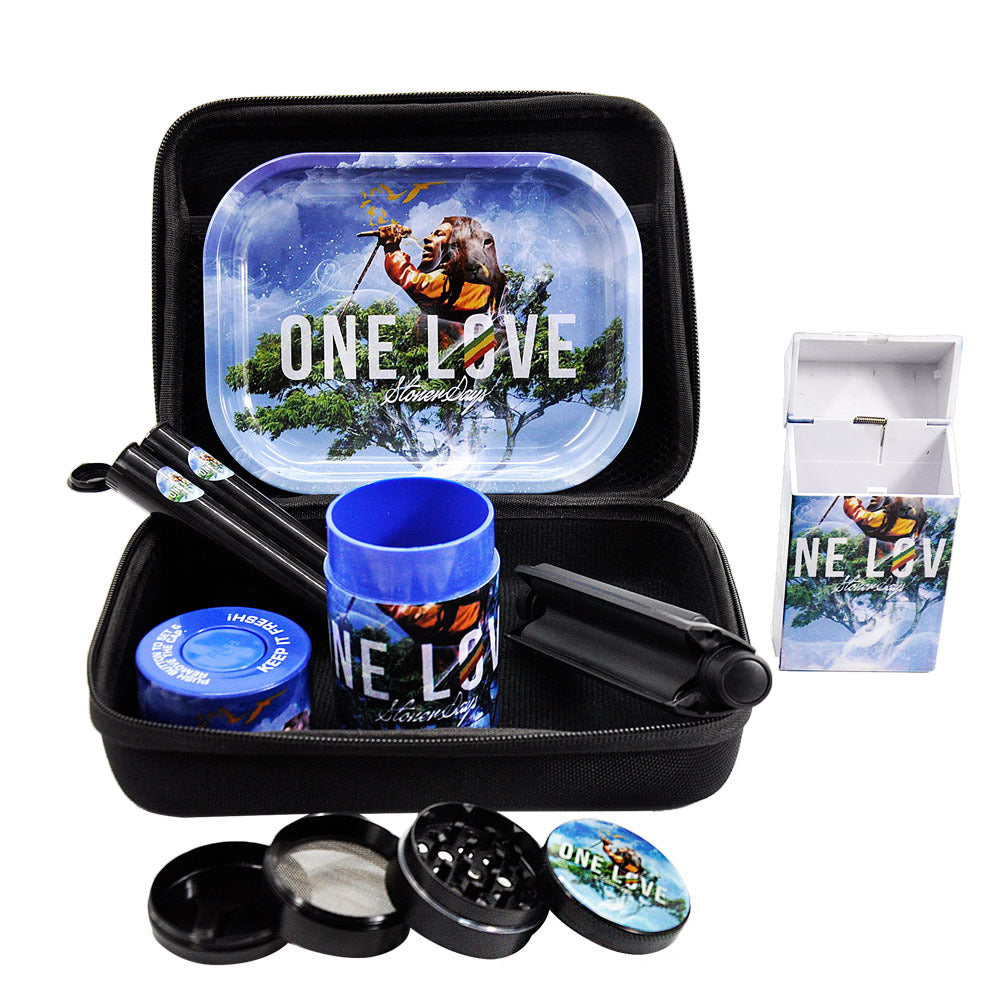 All-in-One Session Kit- Grinder, Tray, Stash Jar, Blunt Tubes, Cig Case and Travel Case