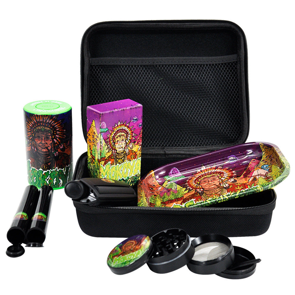 All-in-One Session Kit- Grinder, Tray, Stash Jar, Blunt Tubes, Cig Case and Travel Case