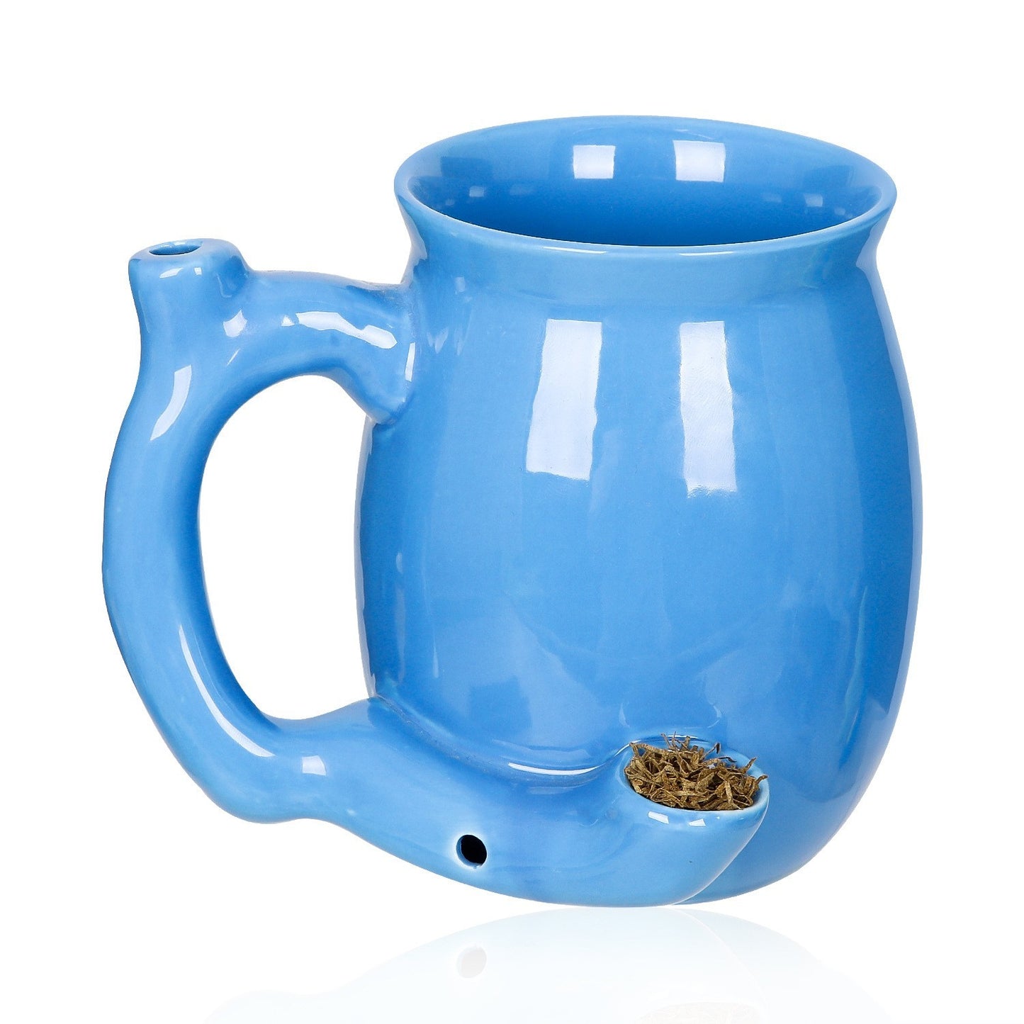 Small Blue Ceramic Wake and Bake Coffee Mug