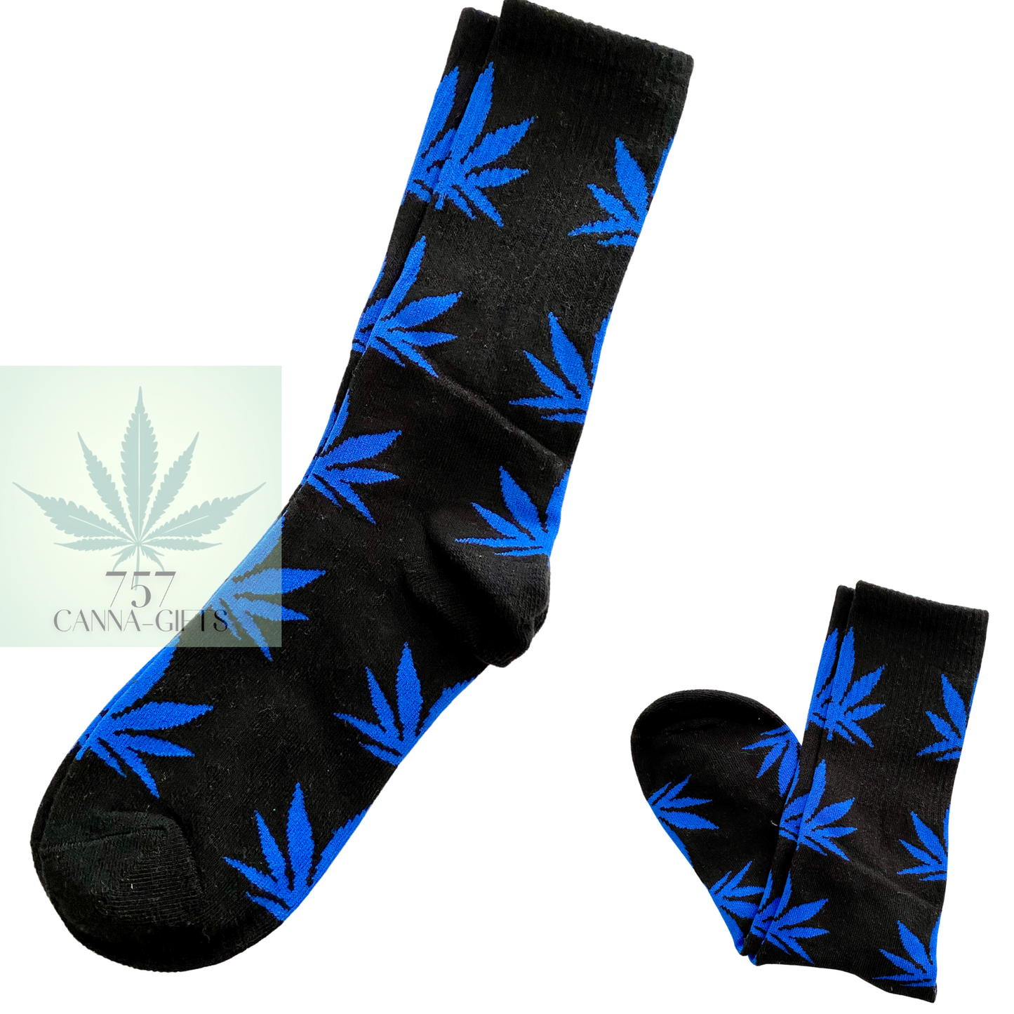 757 Cannagifts Pot Leaf Socks- Crew length, super soft, and fun