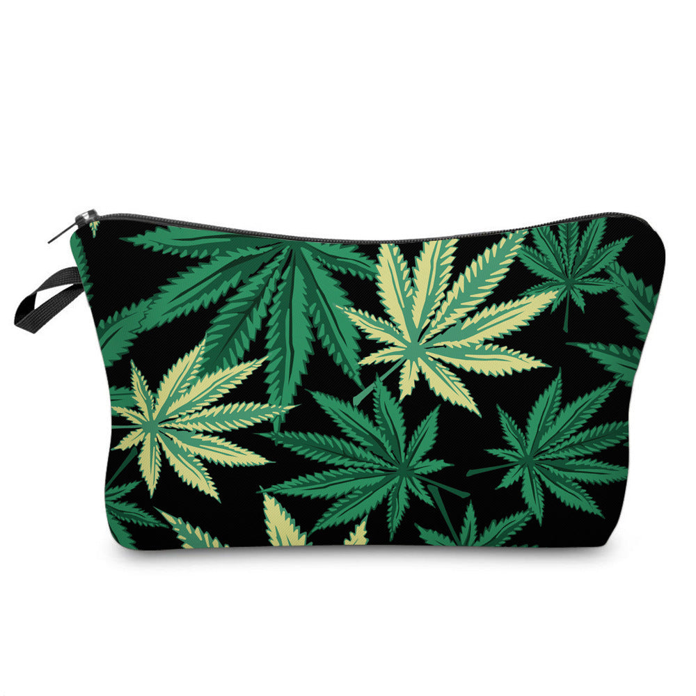 Waterproof Travel Pouch/Makeup/Stash Bag- Canna Leaf Print