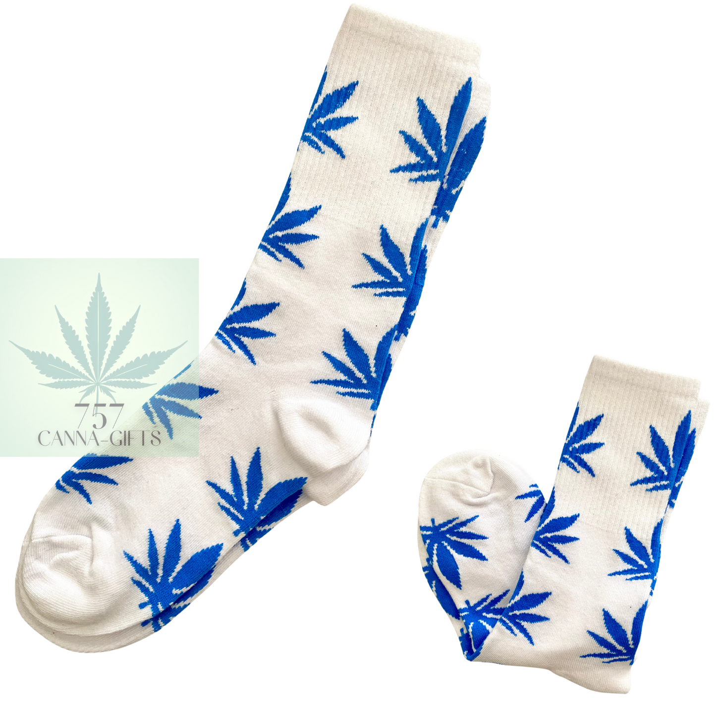 757 Cannagifts Pot Leaf Socks- Crew length, super soft, and fun