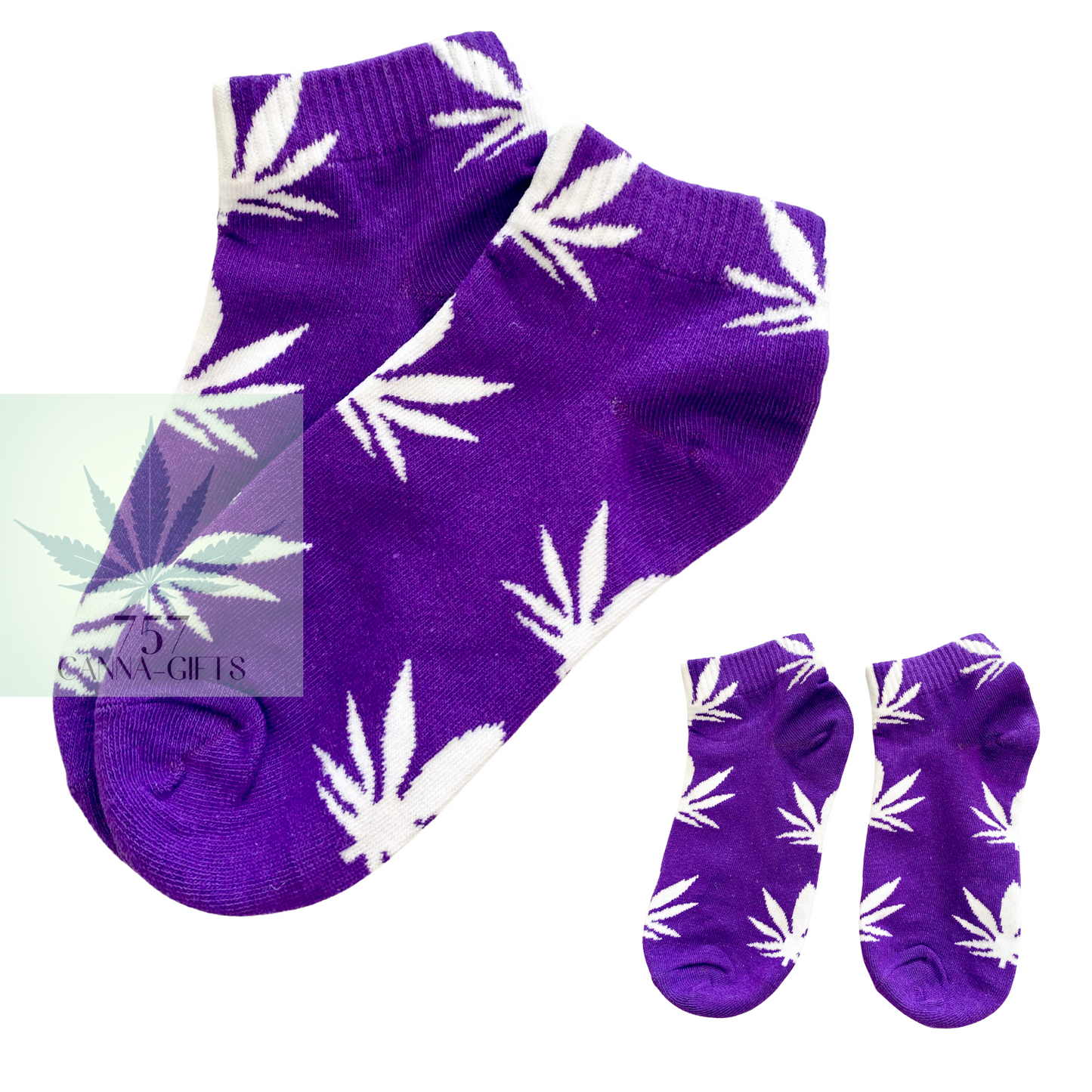 757 Cannagifts Pot Leaf Socks- Crew length, super soft, and fun