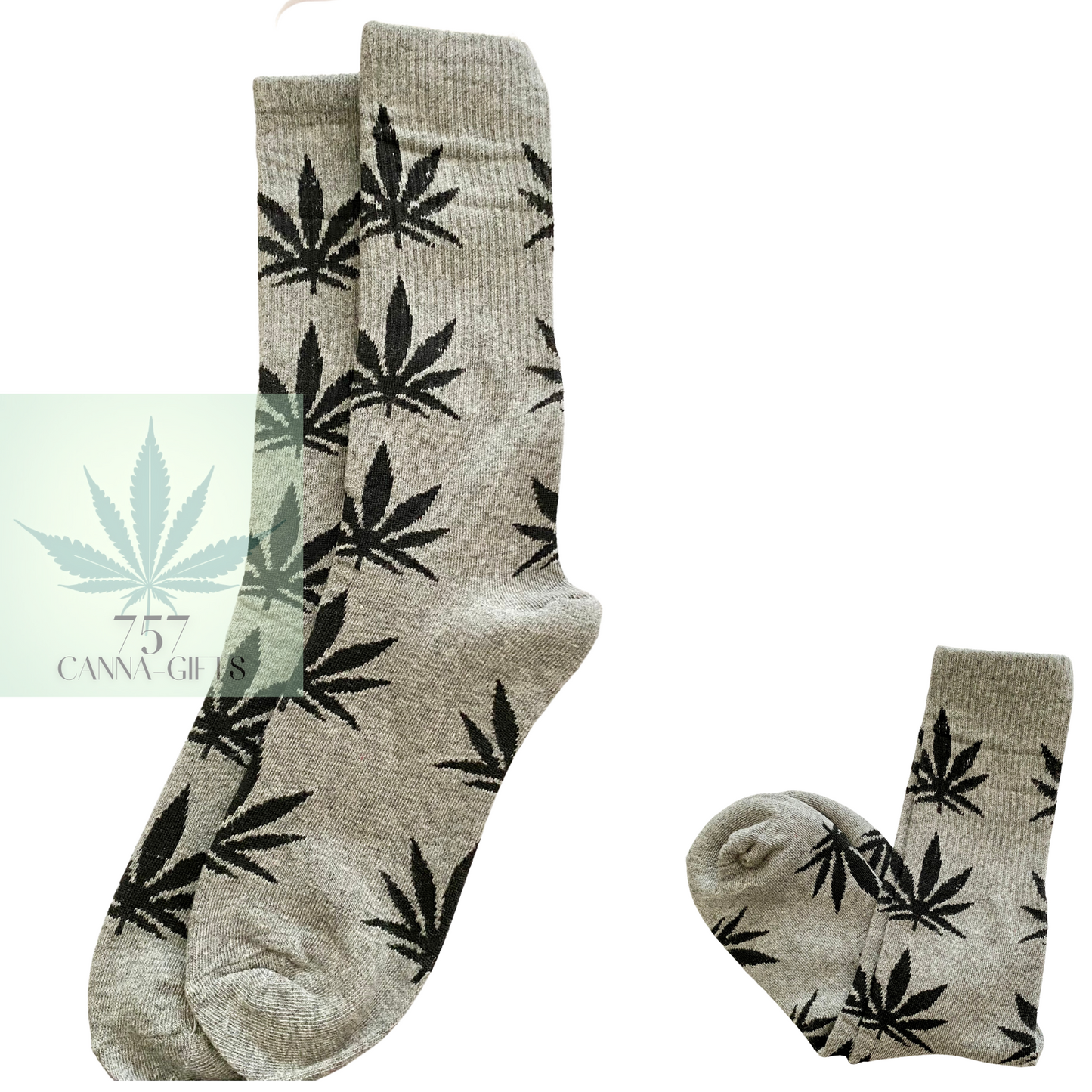 757 Cannagifts Pot Leaf Socks- Crew length, super soft, and fun