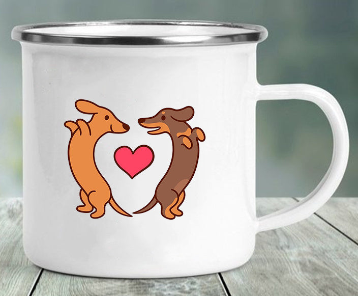 Stainless Steel Enameled Doxie Print Mug