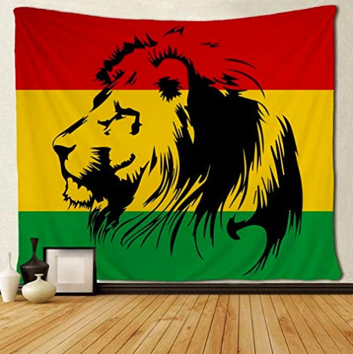 Reggae Flag Lion Tapestry Art Wall Hanging