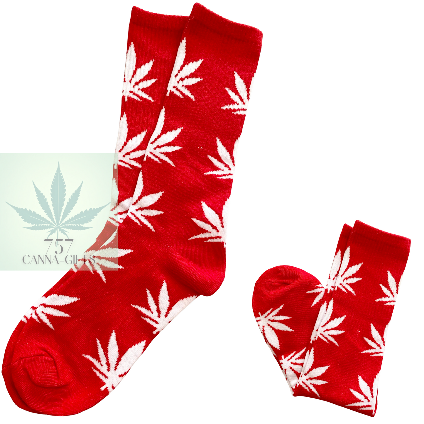 757 Cannagifts Pot Leaf Socks- Crew length, super soft, and fun