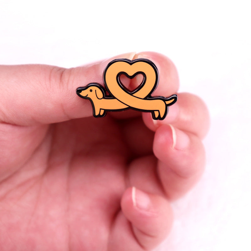 Heart-Shaped Sausage Dog Enamel Pin