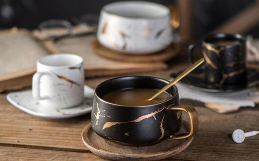 Gold Crackle Ceramic Large Coffee Mug