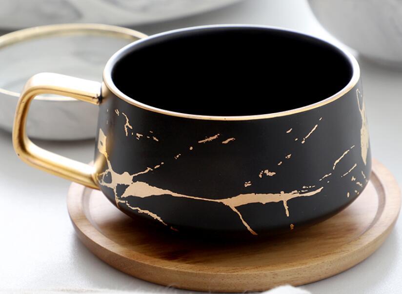 Gold Crackle Ceramic Large Coffee Mug