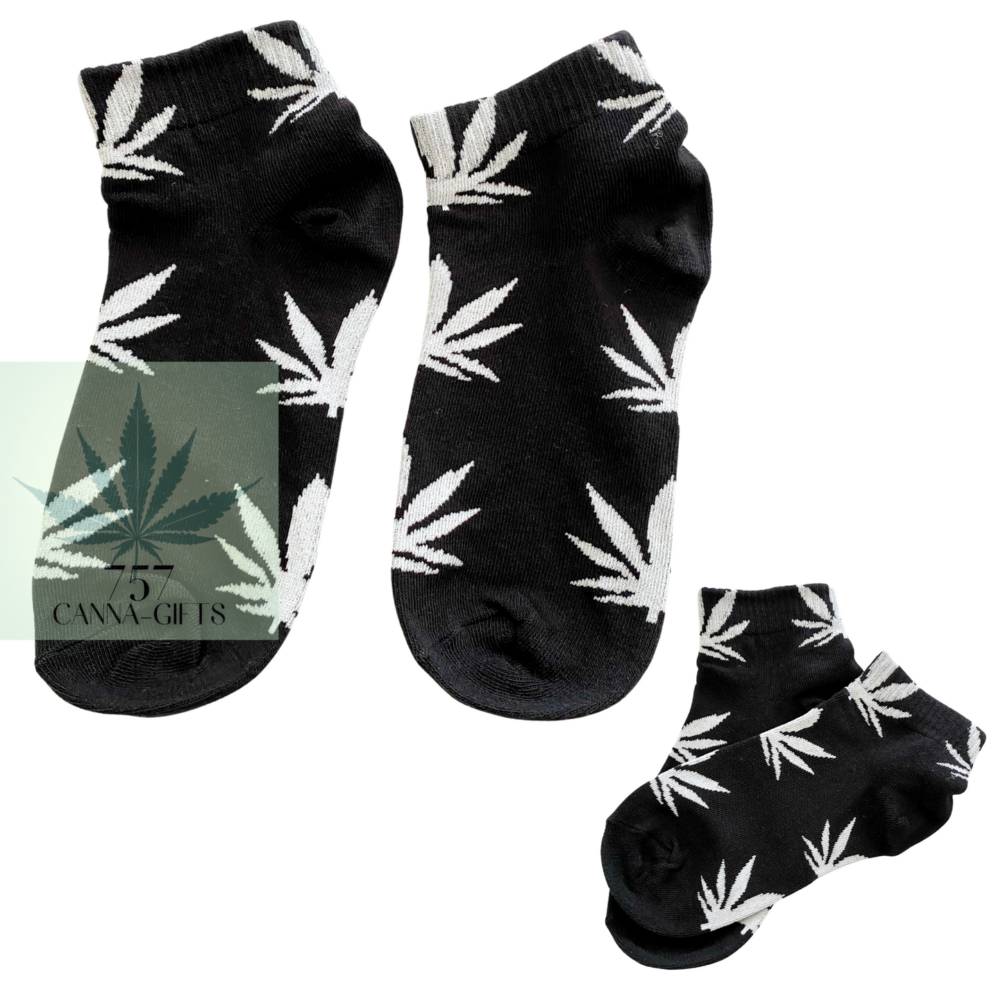 757 Cannagifts Pot Leaf Socks- Crew length, super soft, and fun