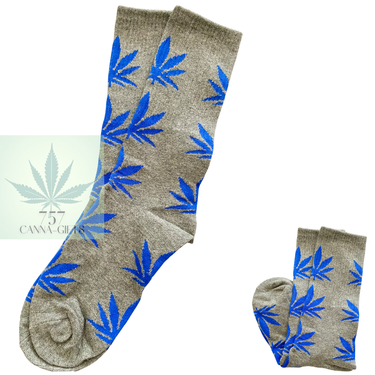 757 Cannagifts Pot Leaf Socks- Crew length, super soft, and fun