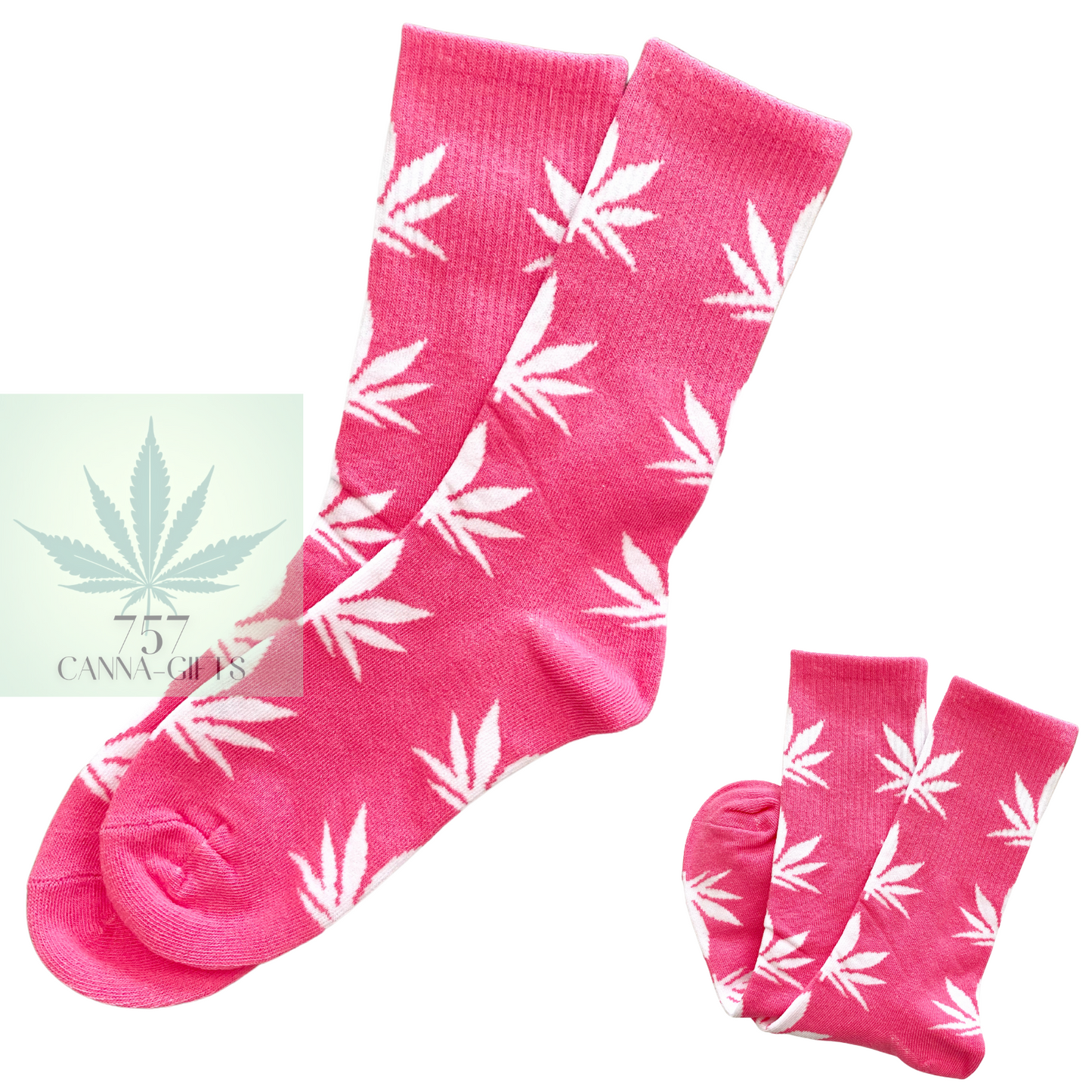 757 Cannagifts Pot Leaf Socks- Crew length, super soft, and fun