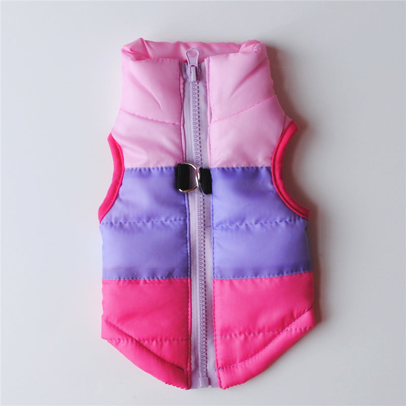 Retro Color-block Puffer Vest for Dogs