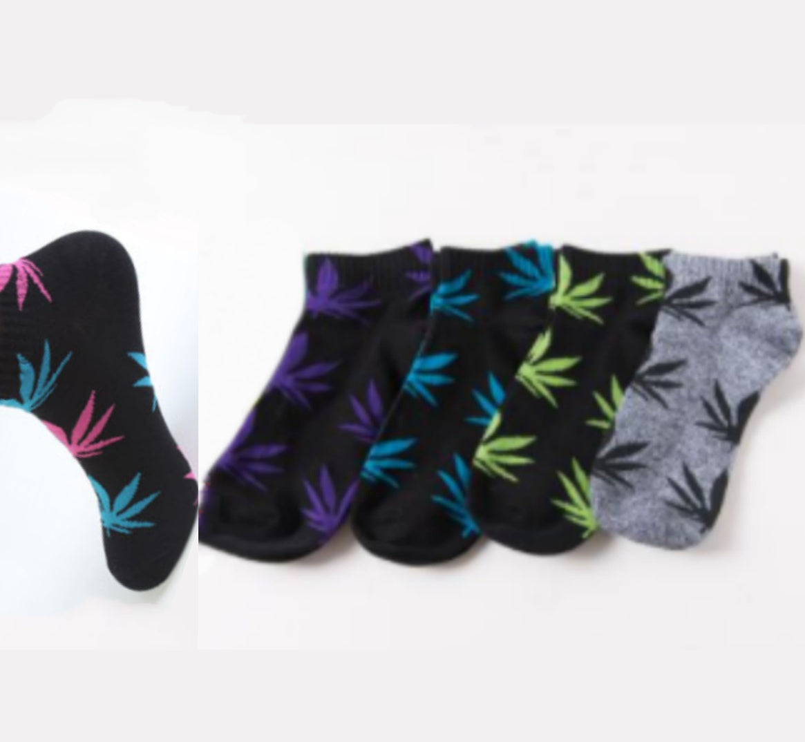 5-Pack Cotton Canna-Leaf Sports Low-Cut Socks