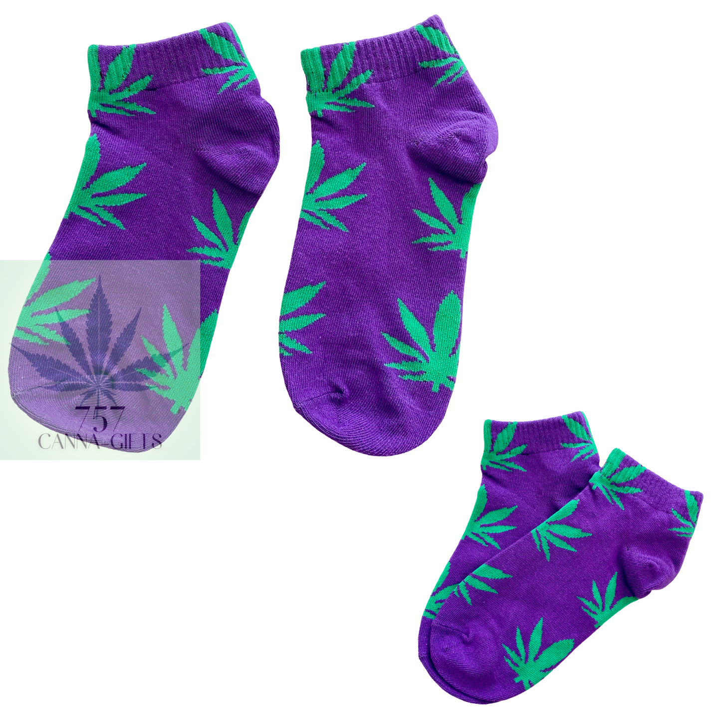 757 Cannagifts Pot Leaf Socks- Crew length, super soft, and fun