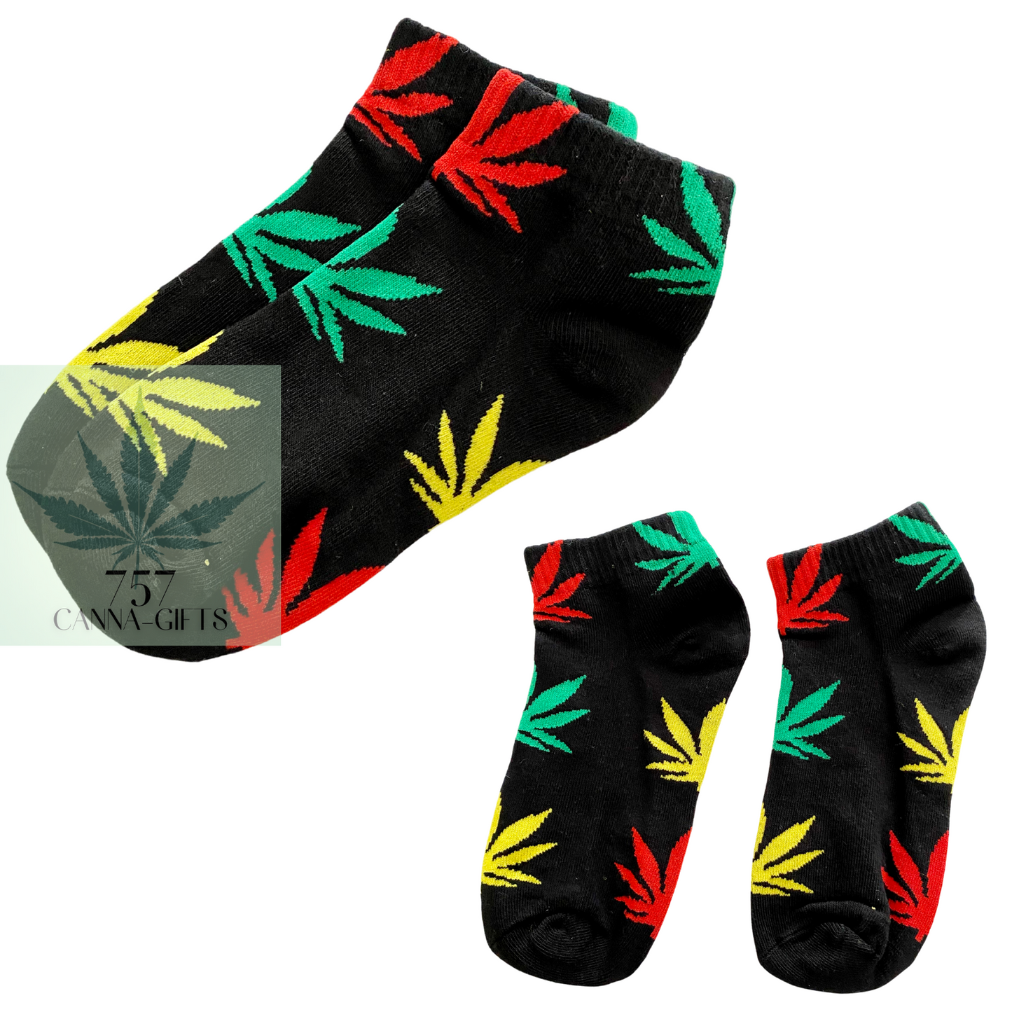 757 Cannagifts Pot Leaf Socks- Crew length, super soft, and fun