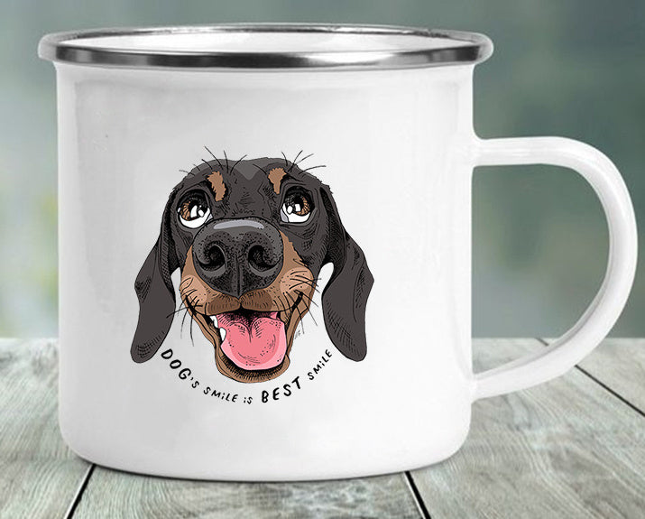 Stainless Steel Enameled Doxie Print Mug