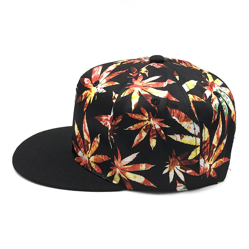 Camo Print Canna-Leaf Snapback Cap