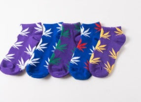 5-Pack Cotton Canna-Leaf Sports Low-Cut Socks