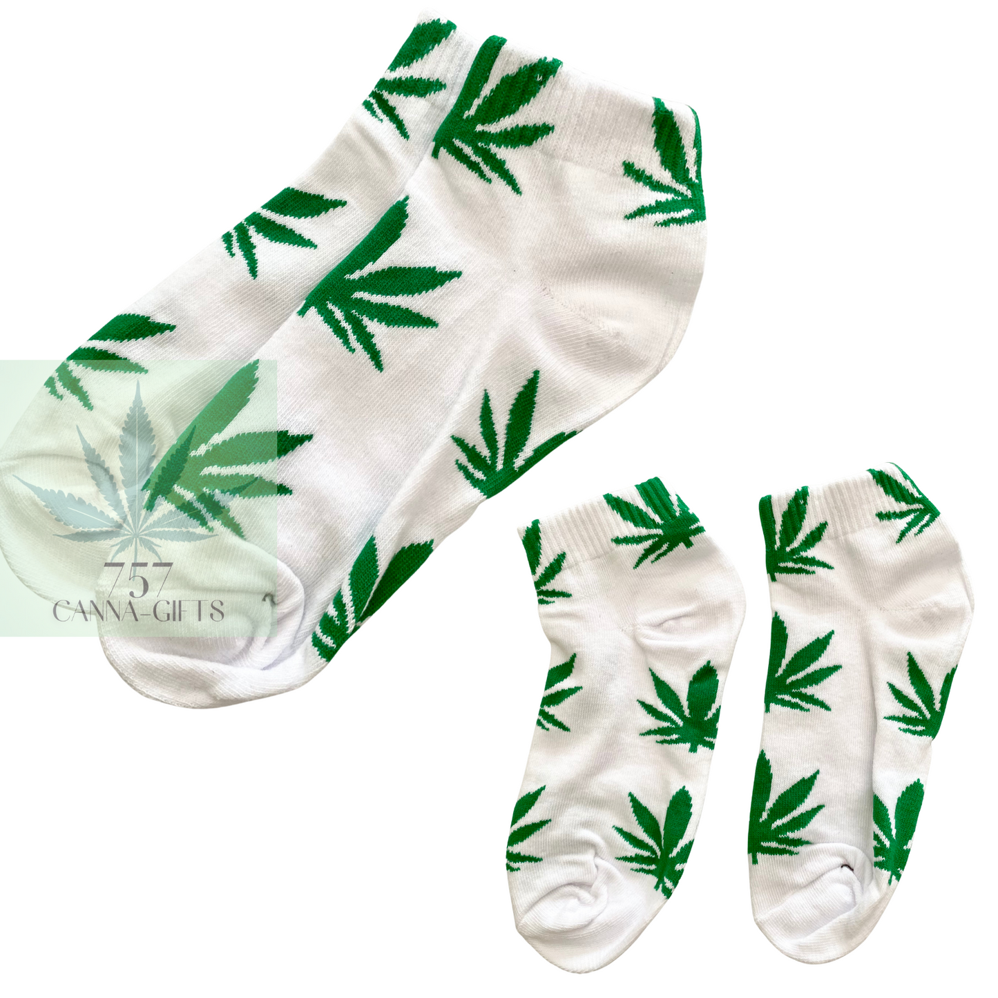 757 Cannagifts Pot Leaf Socks- Crew length, super soft, and fun