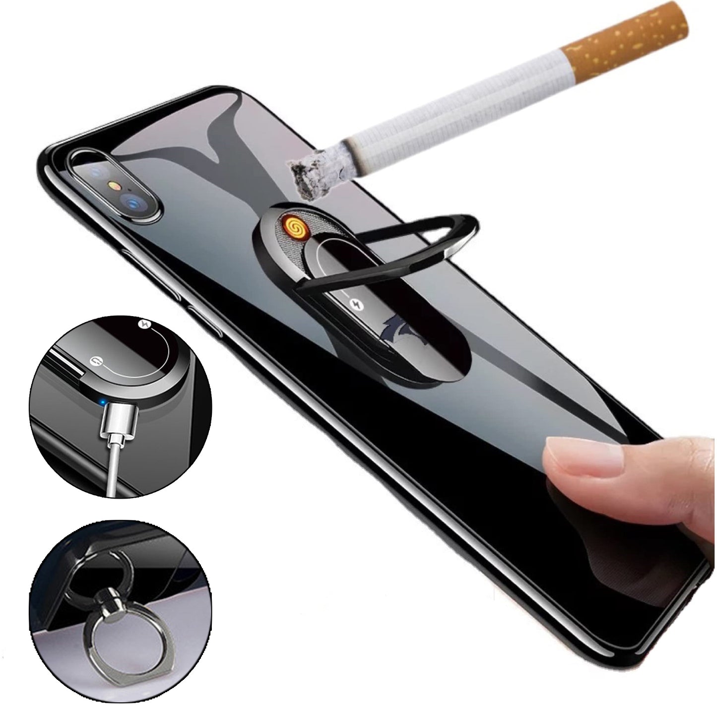 2 In 1 Portable USB Plasma Lighter & Multi-function Phone Holder