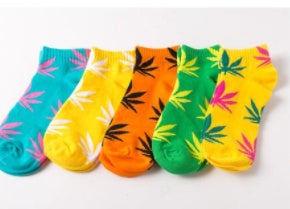 5-Pack Cotton Canna-Leaf Sports Low-Cut Socks