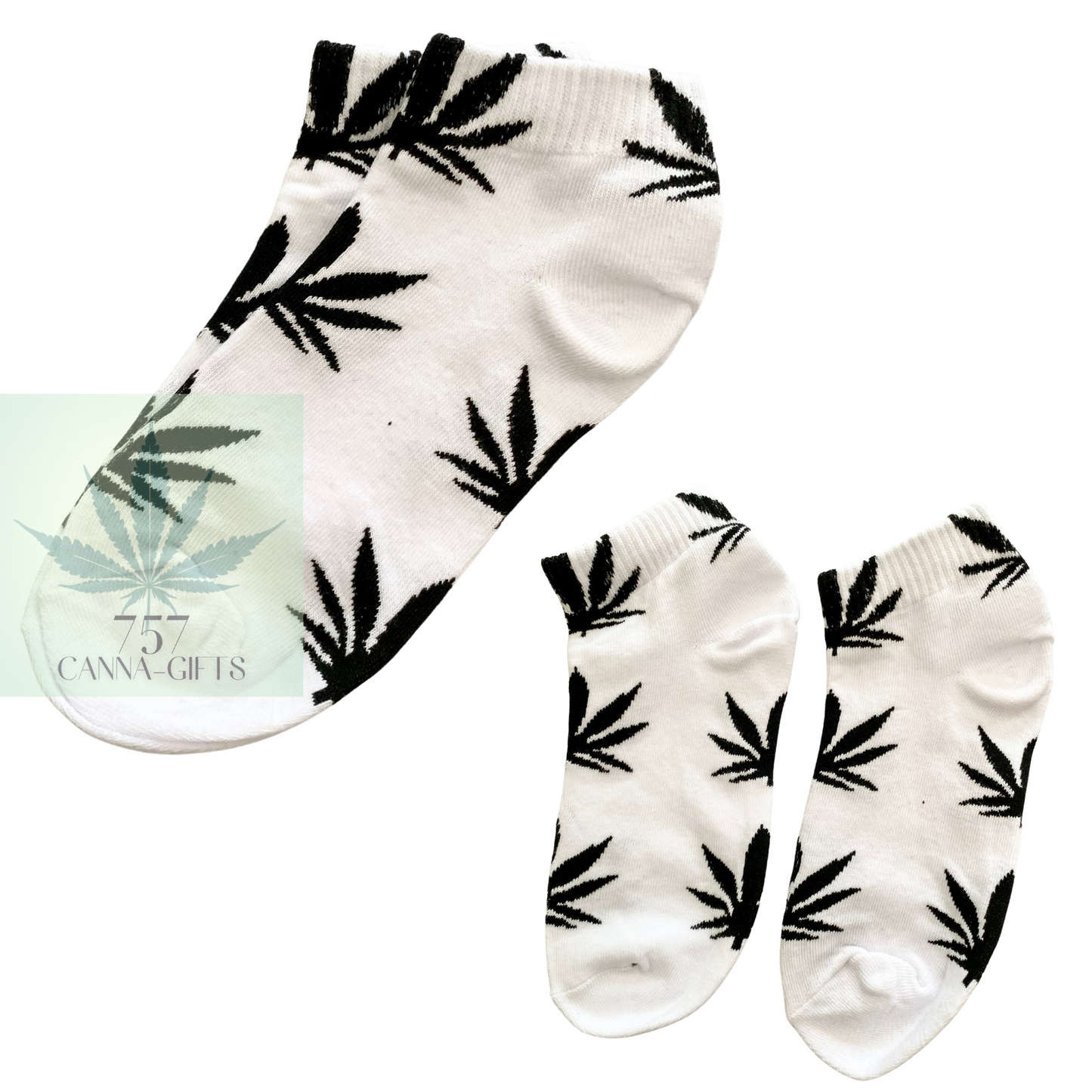 757 Cannagifts Pot Leaf Socks- Crew length, super soft, and fun