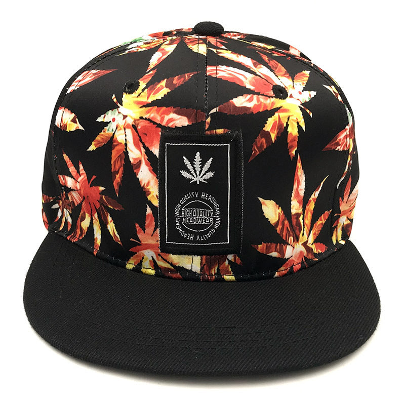 Camo Print Canna-Leaf Snapback Cap