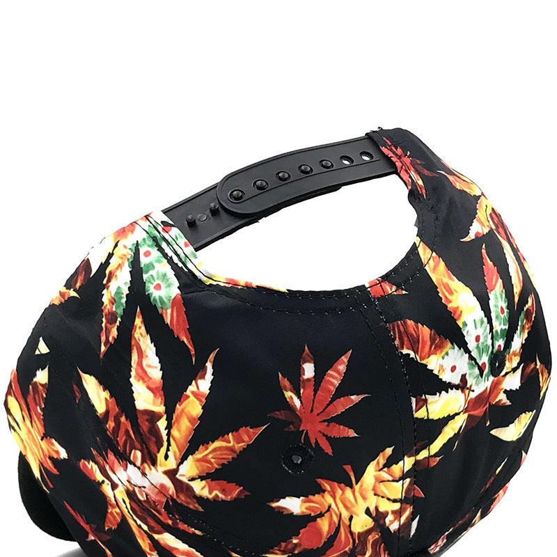 Camo Print Canna-Leaf Snapback Cap