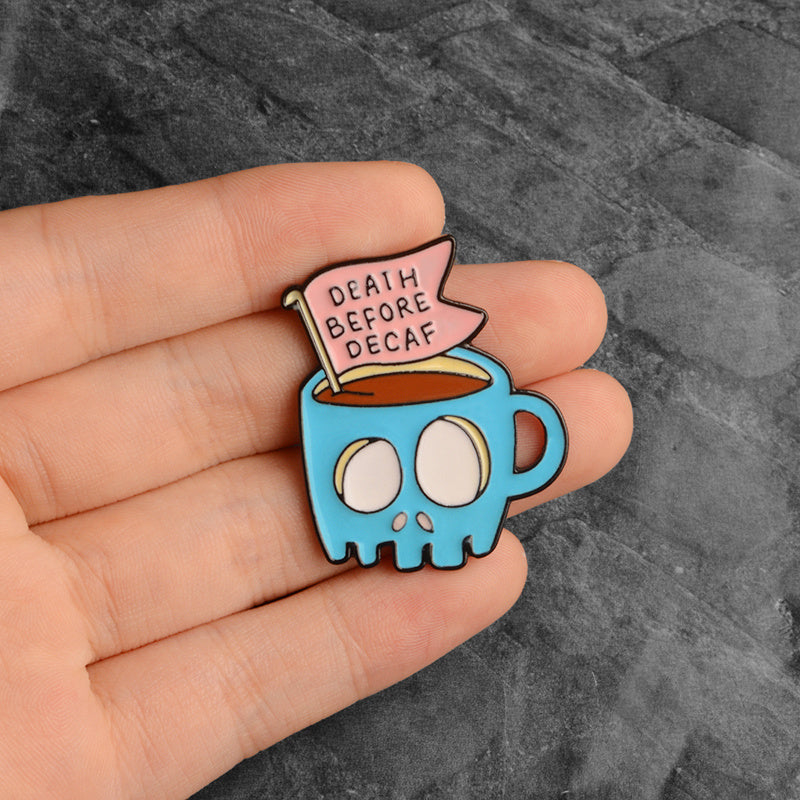 Death Before Decaf Skull Mug Enamel Pin