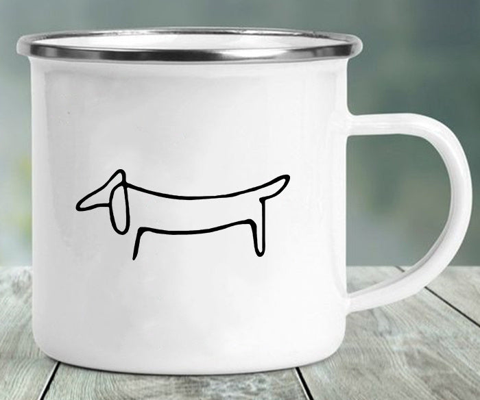 Stainless Steel Enameled Doxie Print Mug