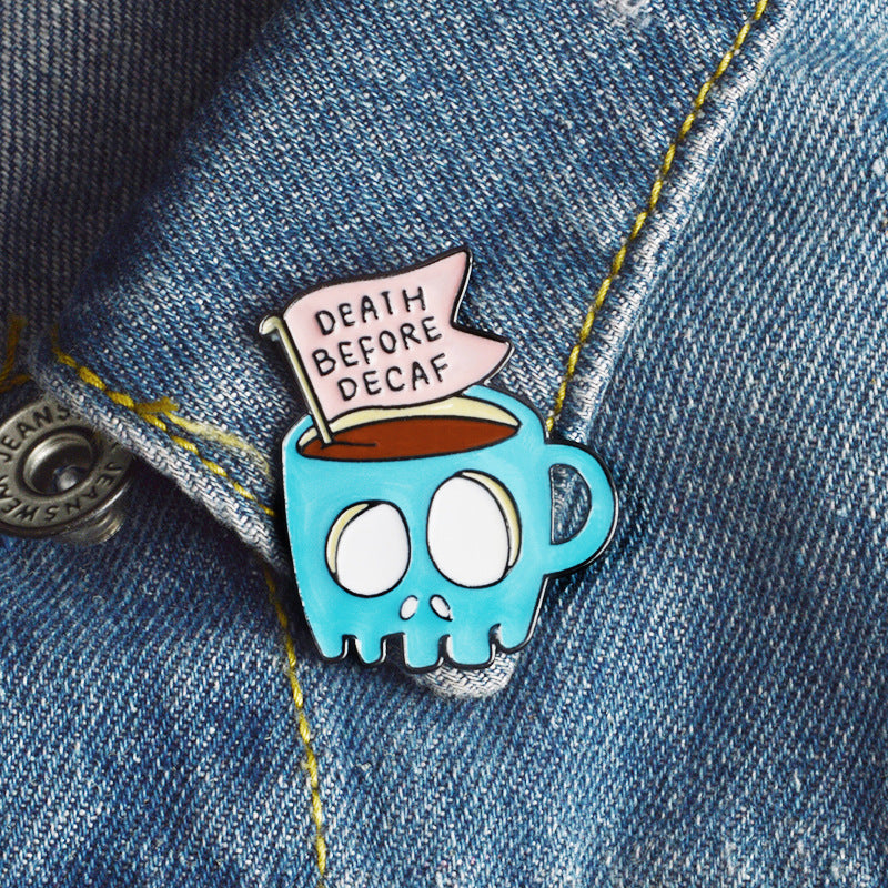 Death Before Decaf Skull Mug Enamel Pin