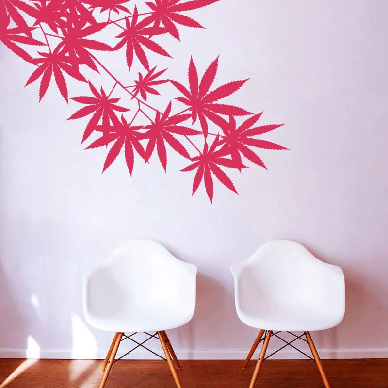 Weed Tree Leaf Maple Hemp Leaves Vinyl Plant Wall Stickers For Kids Rooms Wall Art Decals Mural For Living Room Home Decor