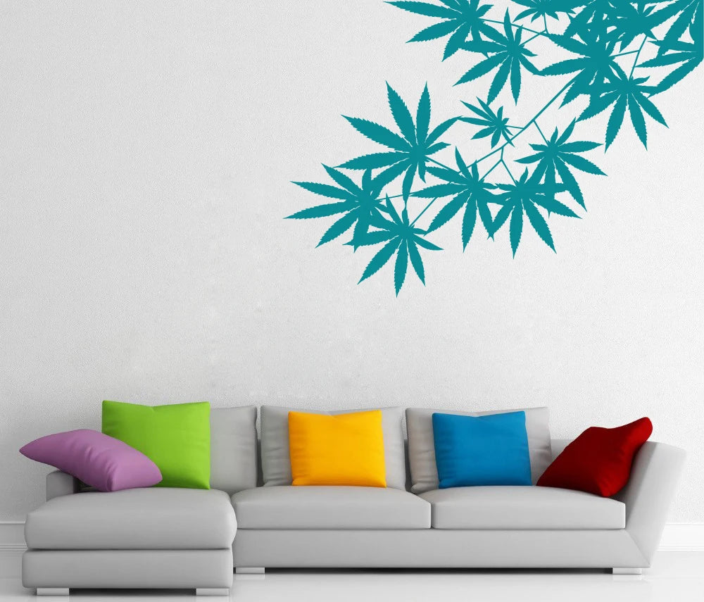 Weed Tree Leaf Maple Hemp Leaves Vinyl Plant Wall Stickers For Kids Rooms Wall Art Decals Mural For Living Room Home Decor