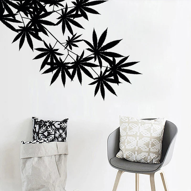 Weed Tree Leaf Maple Hemp Leaves Vinyl Plant Wall Stickers For Kids Rooms Wall Art Decals Mural For Living Room Home Decor