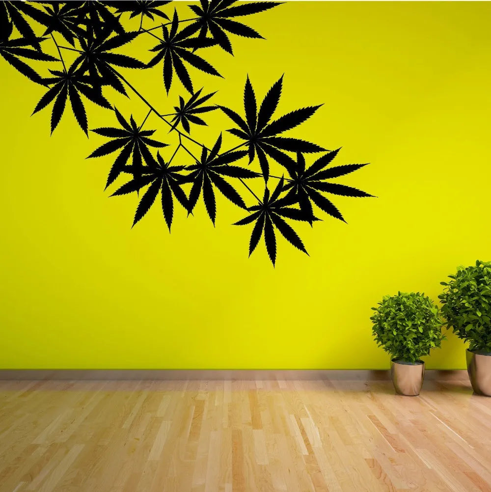 Weed Tree Leaf Maple Hemp Leaves Vinyl Plant Wall Stickers For Kids Rooms Wall Art Decals Mural For Living Room Home Decor