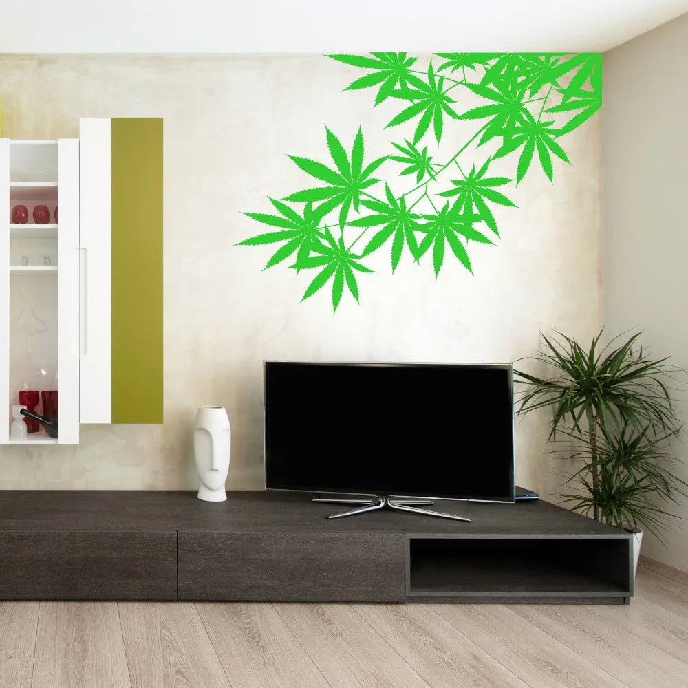 Weed Tree Leaf Maple Hemp Leaves Vinyl Plant Wall Stickers For Kids Rooms Wall Art Decals Mural For Living Room Home Decor